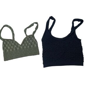 FREE PEOPLE Intimatley Bralettes 2 Green and black Long line NEW!